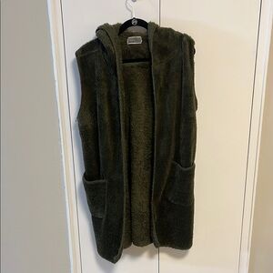 Cherish Olive Green Fuzzy Vest